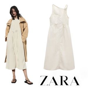 ZARA | Ecru | ASYMMETRIC NYLON DRESS
